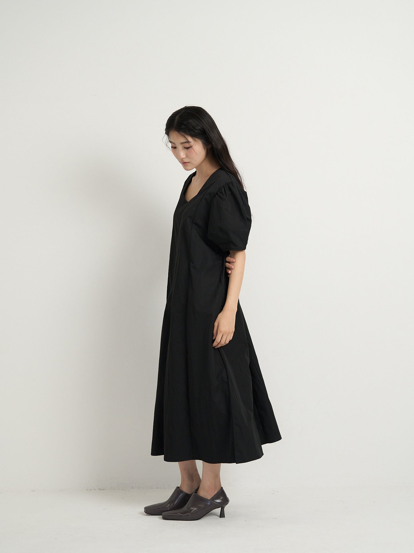 square neck puff dress