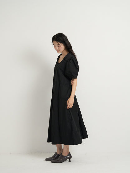 square neck puff dress