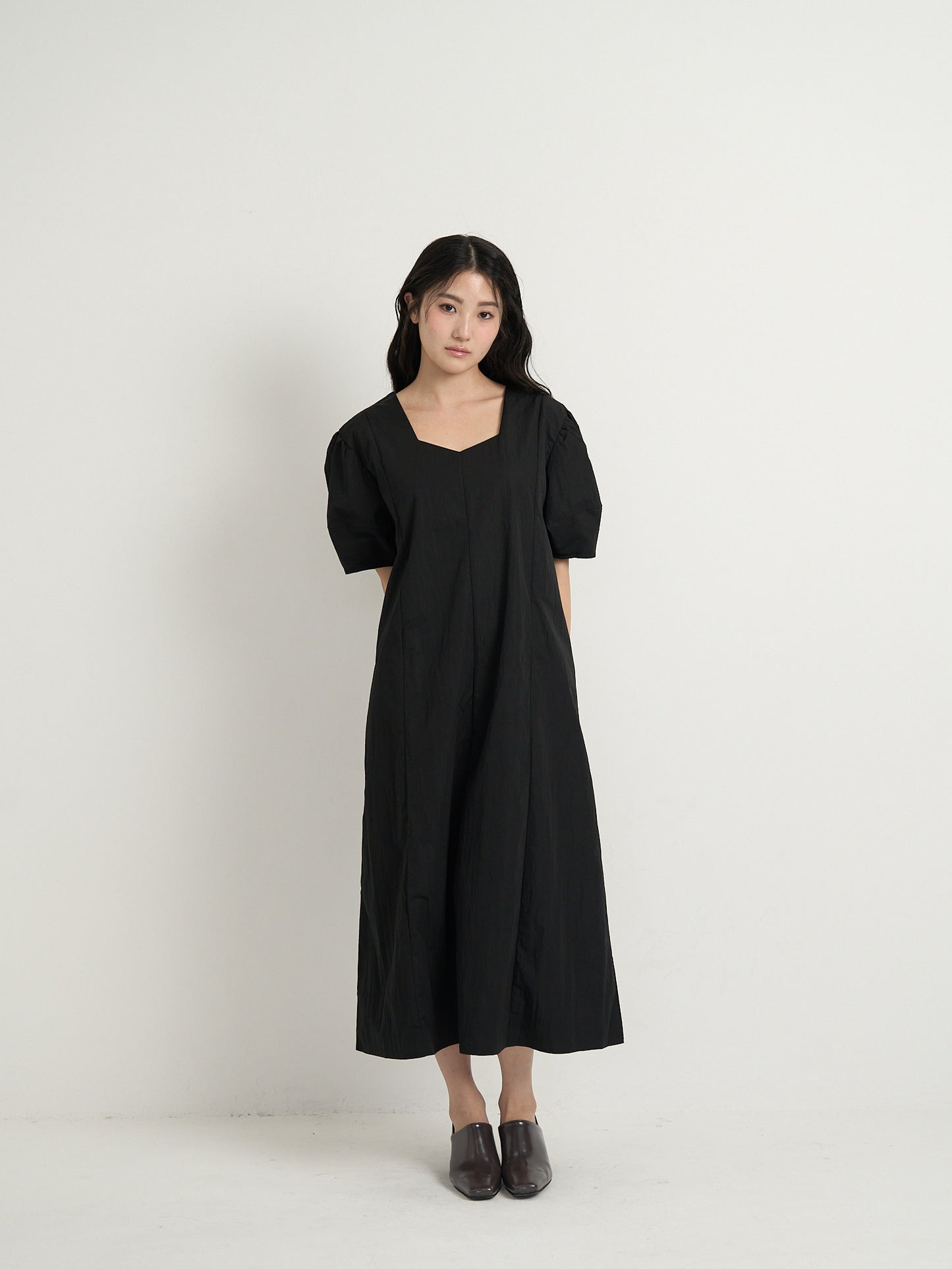 square neck puff dress