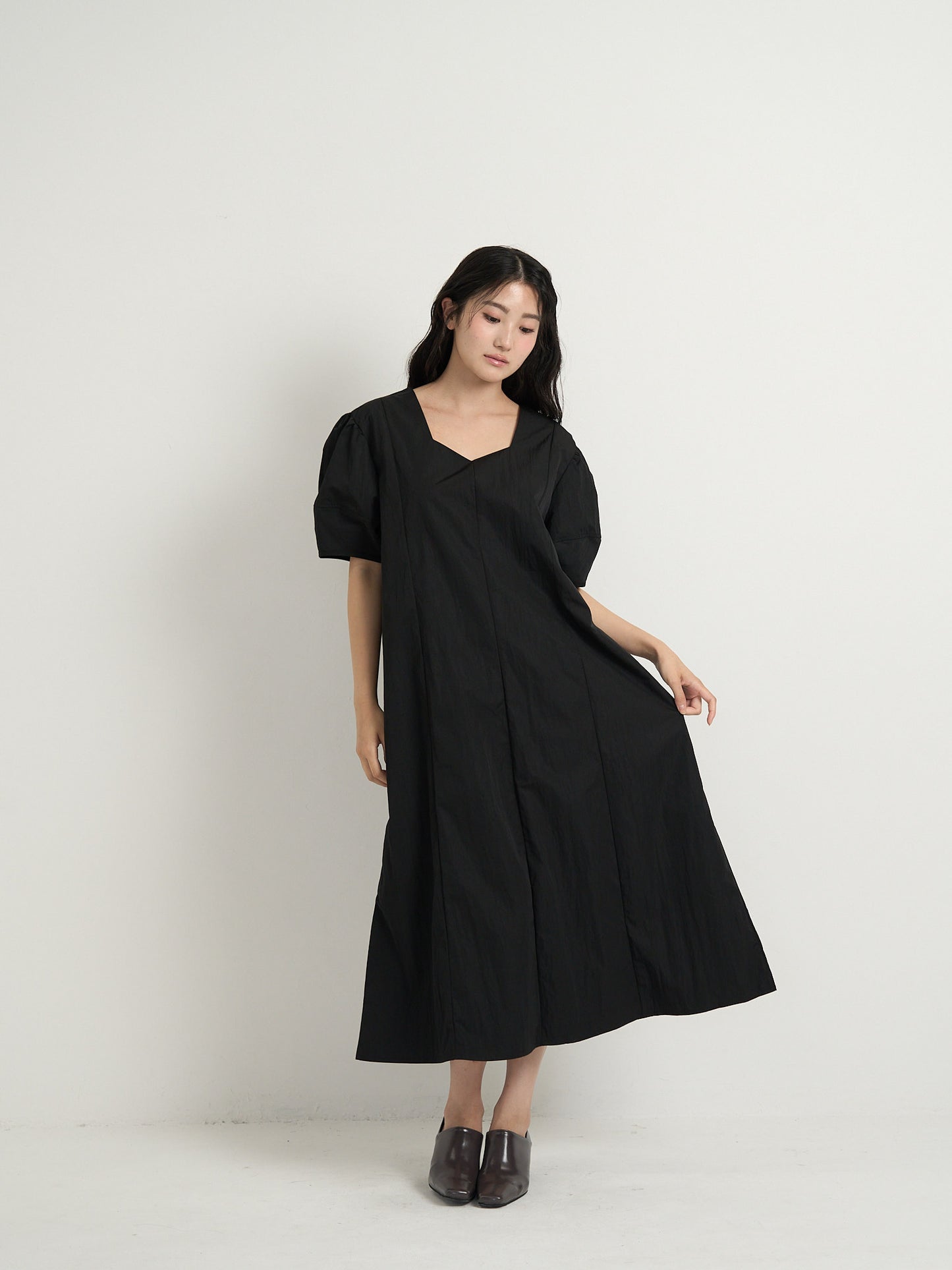 square neck puff dress
