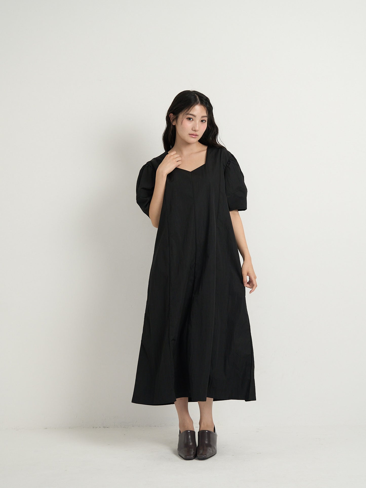 square neck puff dress