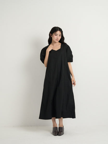 square neck puff dress