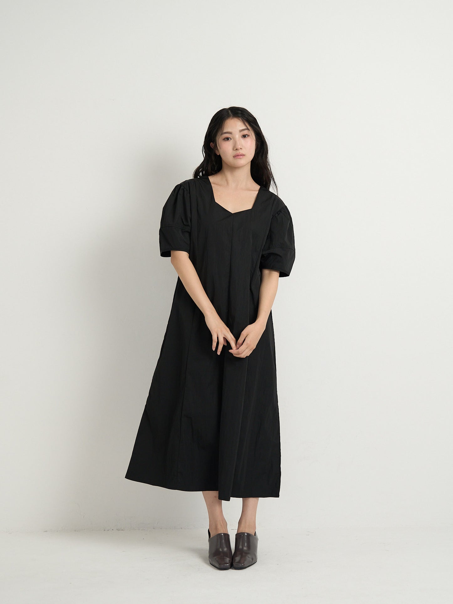 square neck puff dress