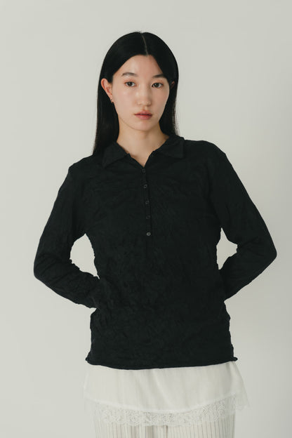 crinkle button shirt
