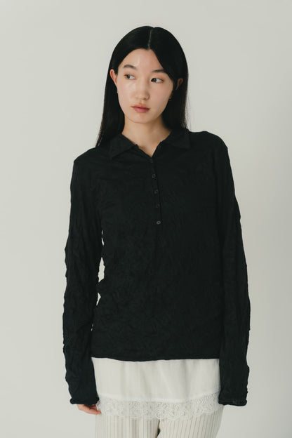 crinkle button shirt