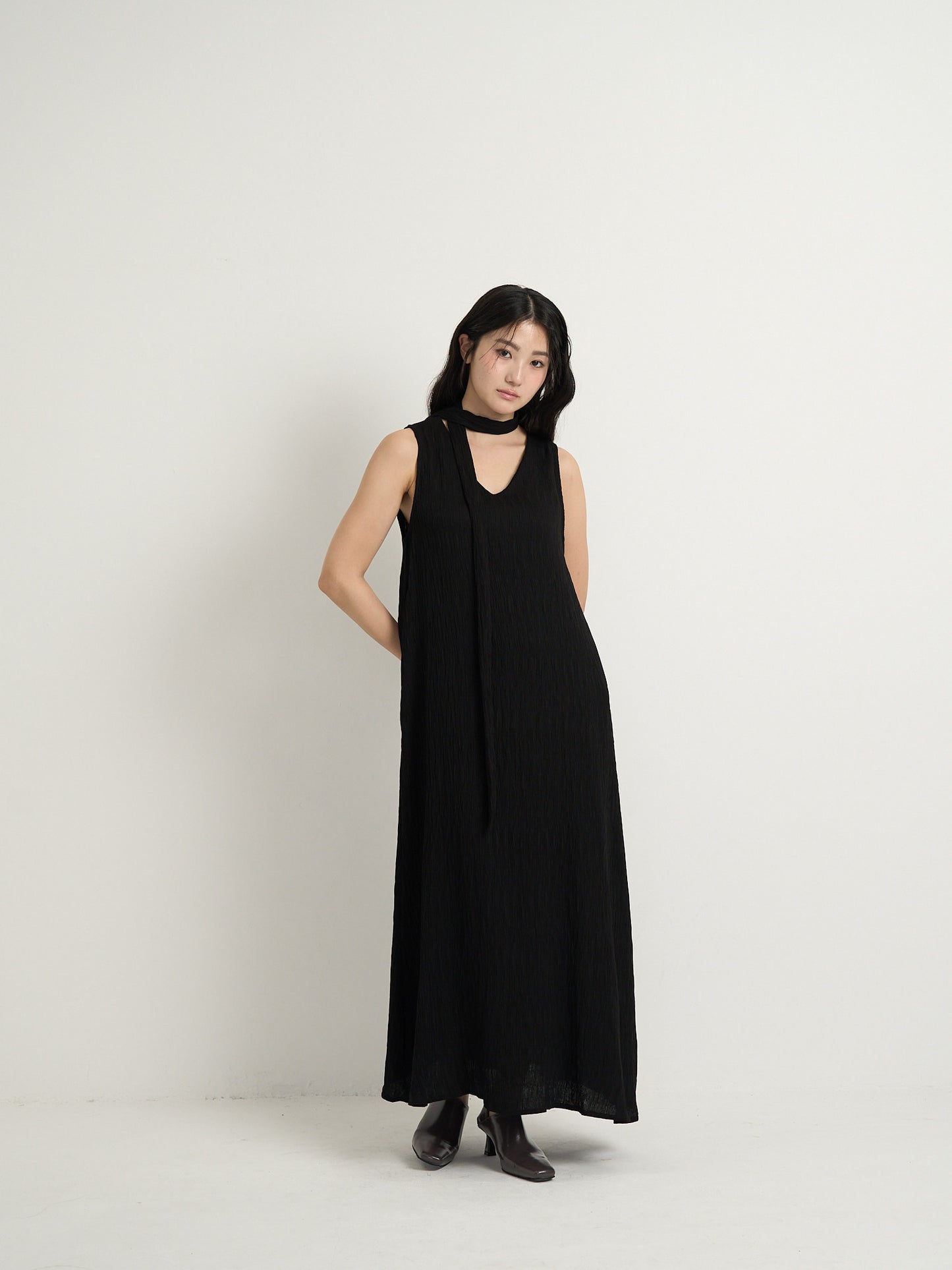 pleated long dress