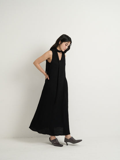 pleated long dress