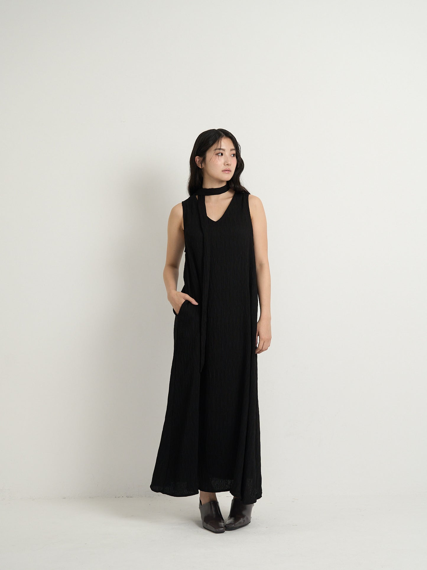 pleated long dress