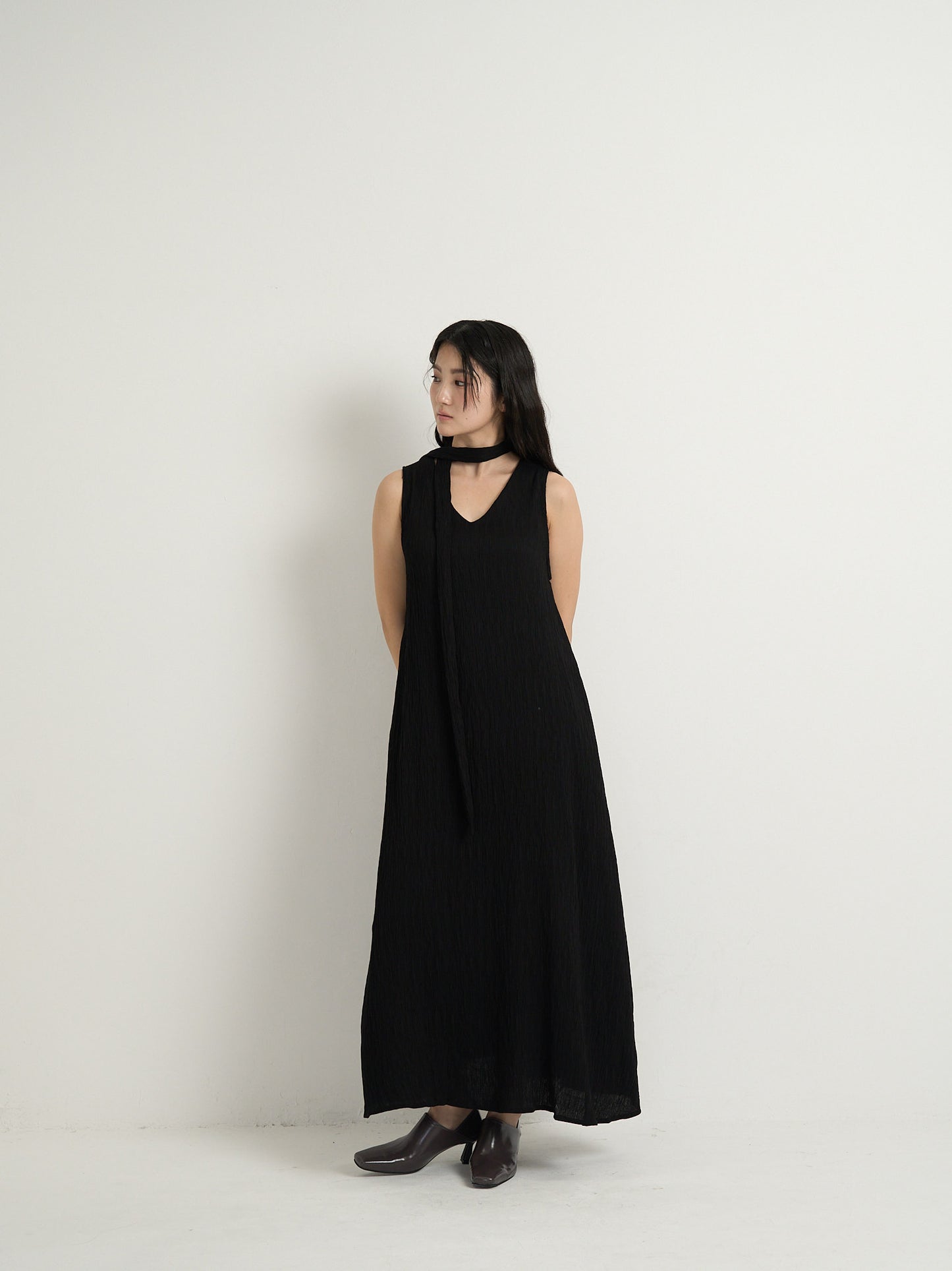 pleated long dress