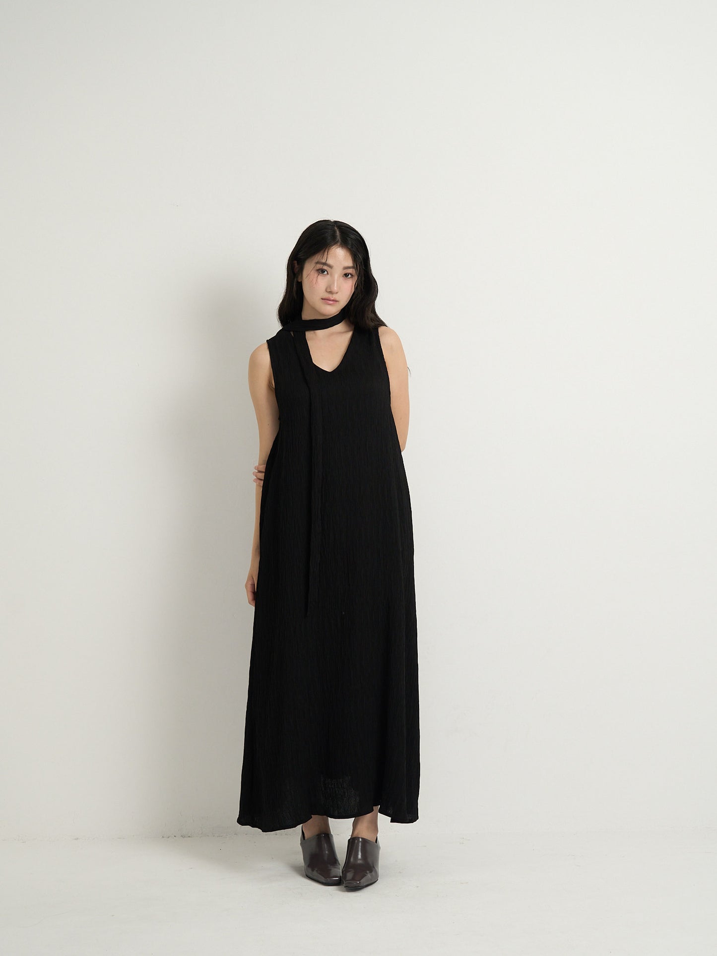 pleated long dress