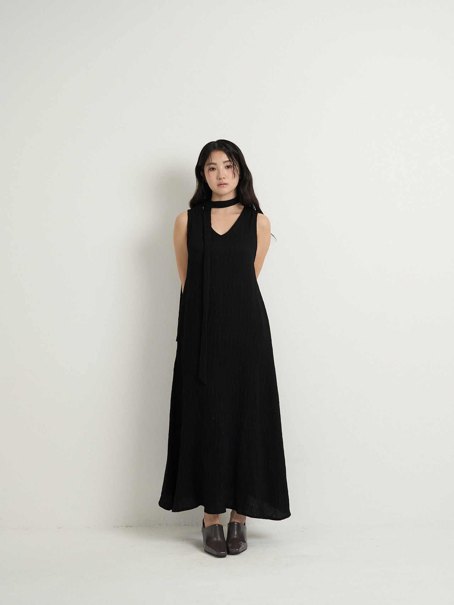 pleated long dress