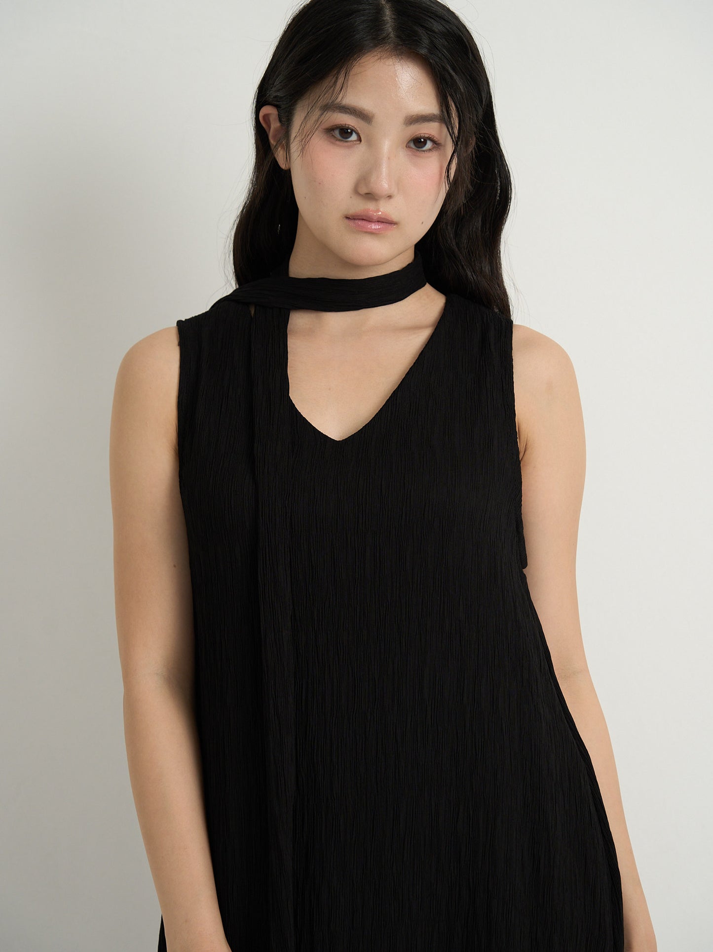 pleated long dress