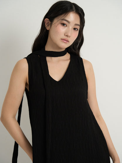 pleated long dress