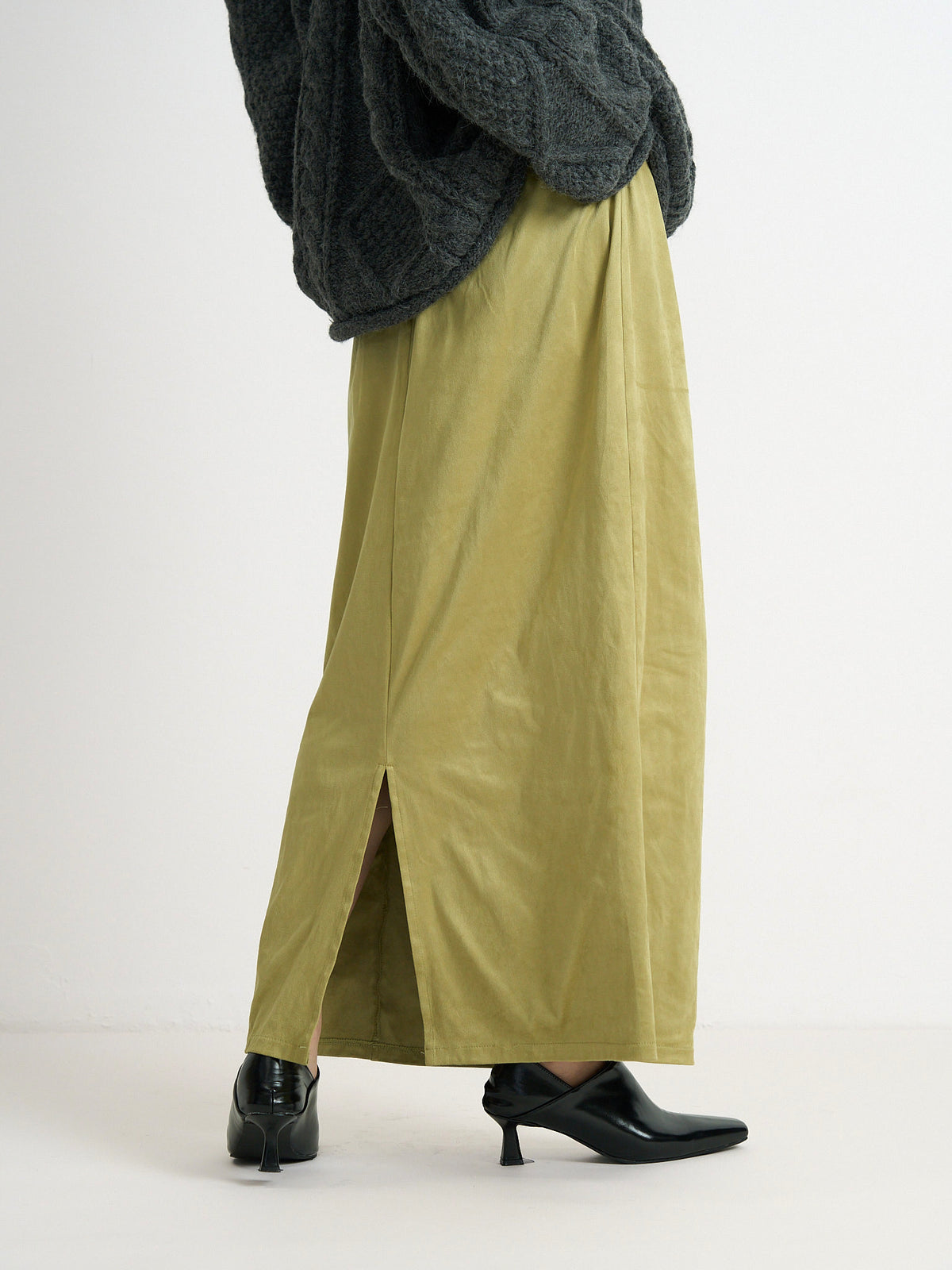 suede color skirt
