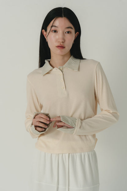 stripe collar polo