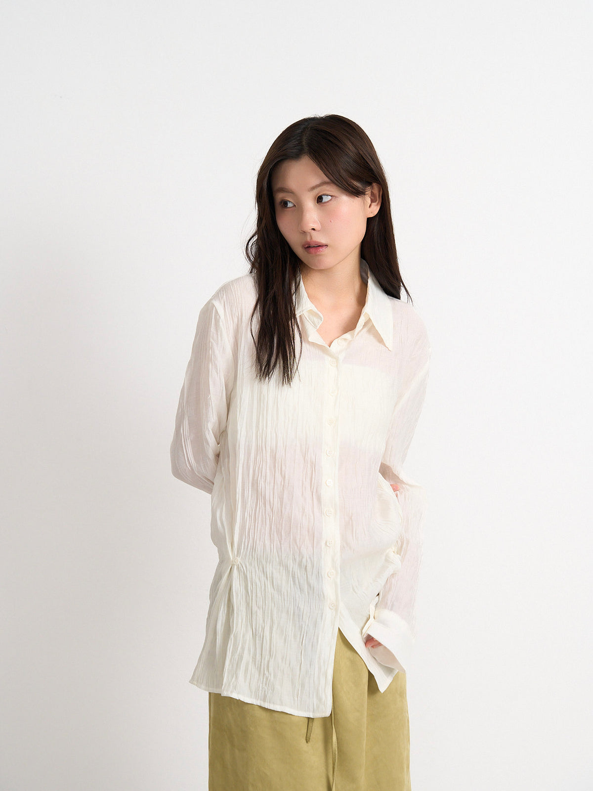 crinkle sheer shirt