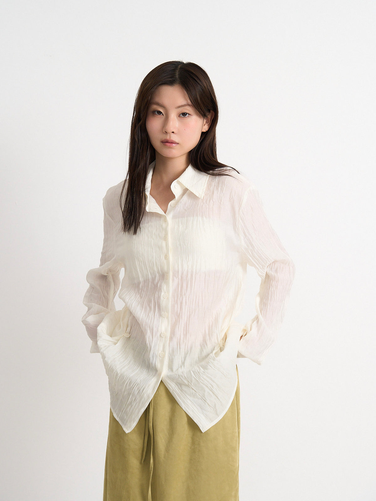 crinkle sheer shirt