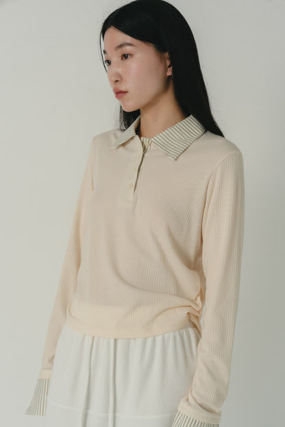 stripe collar polo