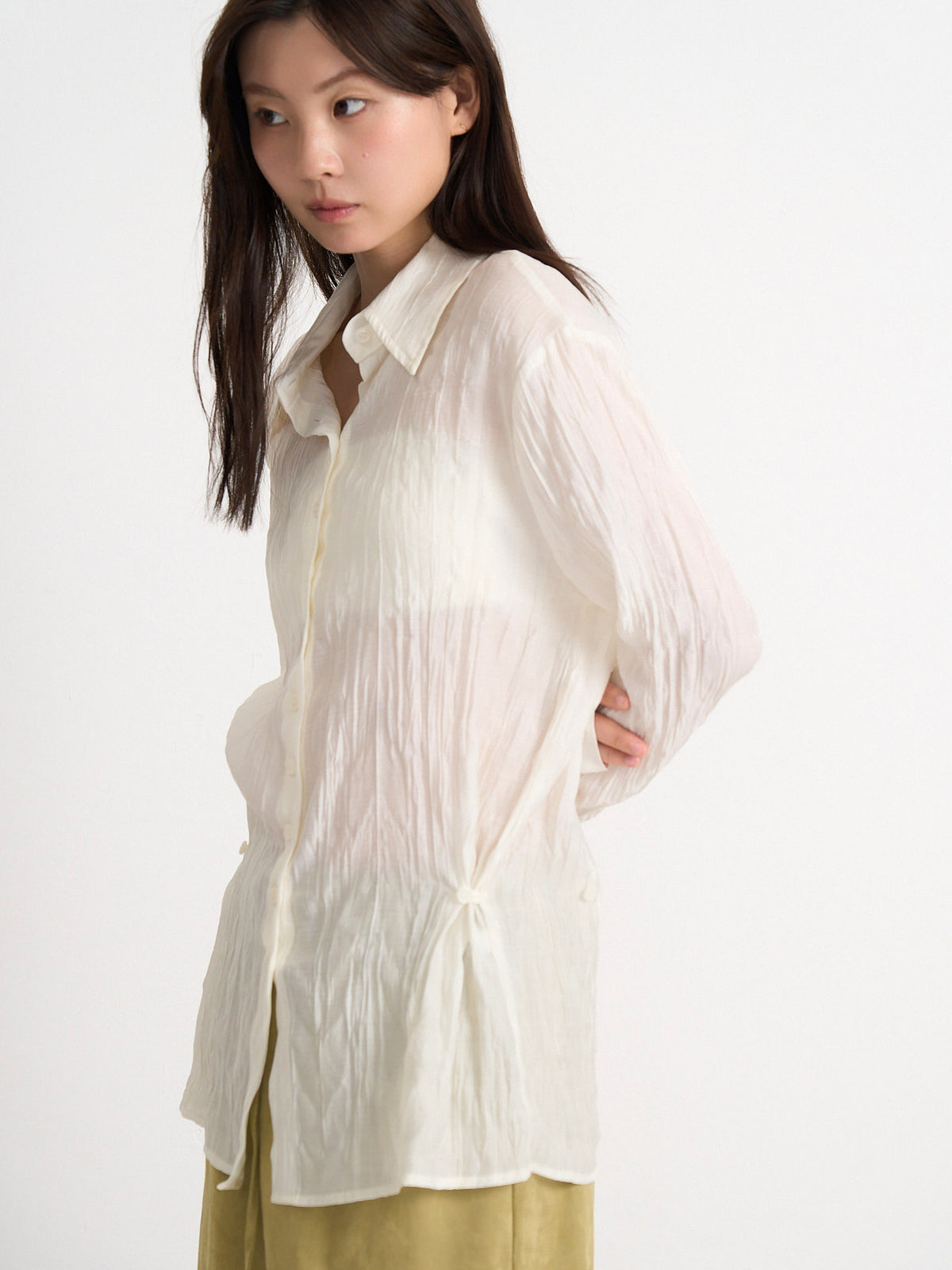 crinkle sheer shirt