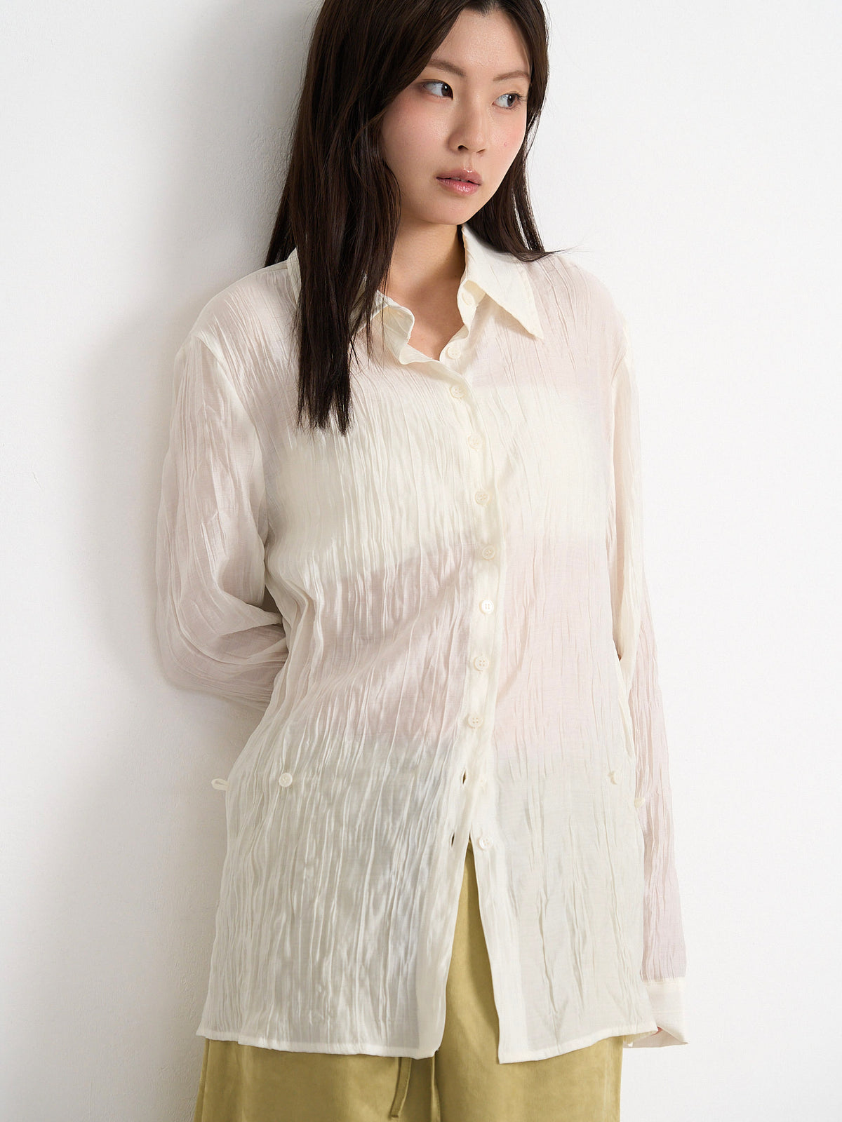 crinkle sheer shirt