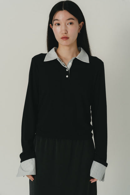stripe collar polo
