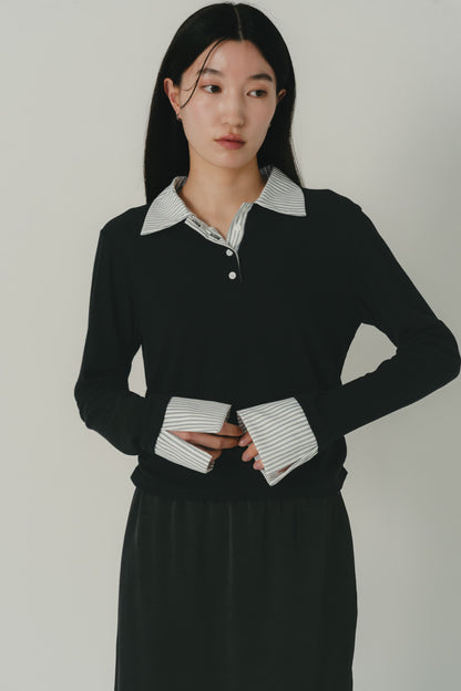 stripe collar polo