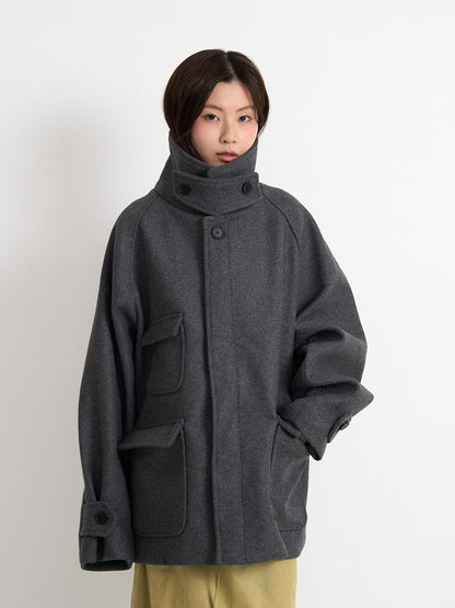 flap pocket wool coat