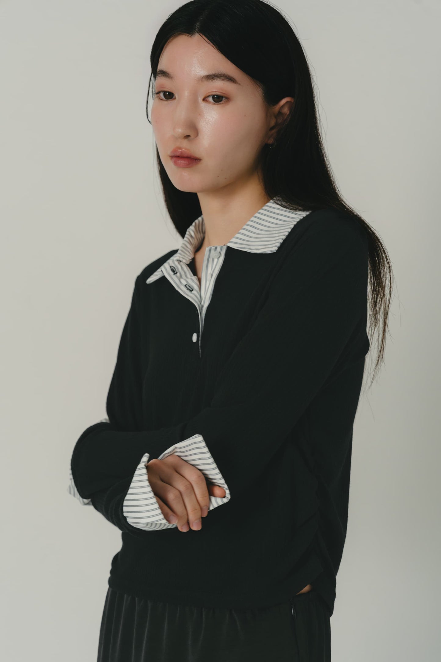 stripe collar polo
