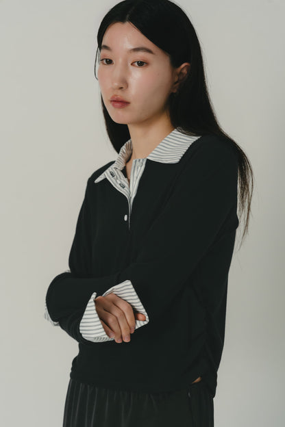 stripe collar polo