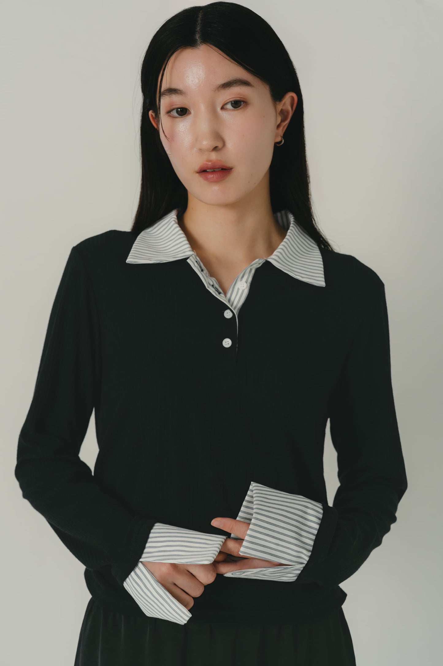 stripe collar polo