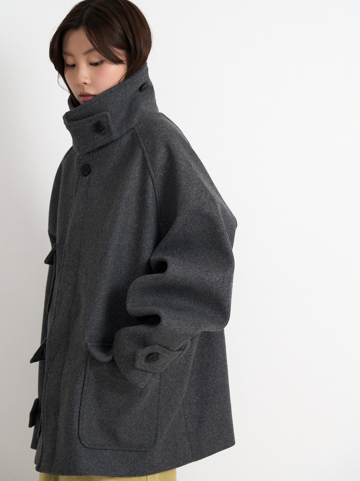 flap pocket wool coat