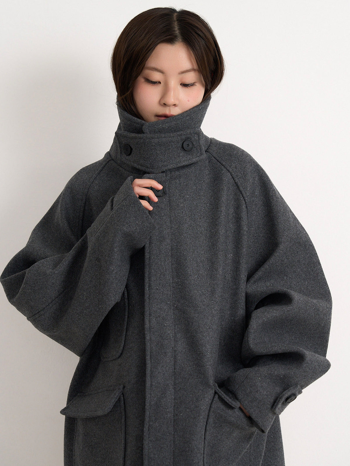 flap pocket wool coat
