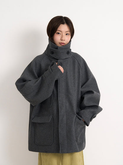flap pocket wool coat