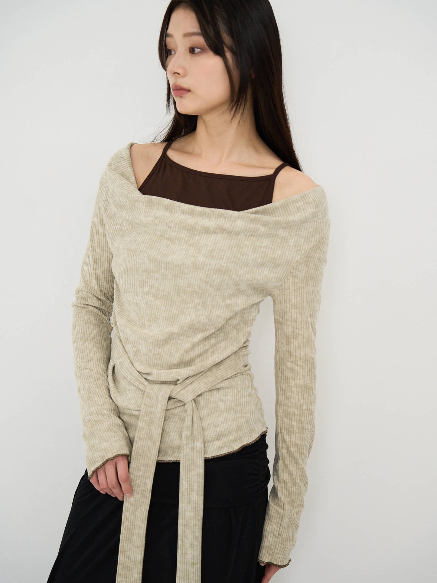 layered rib tie top