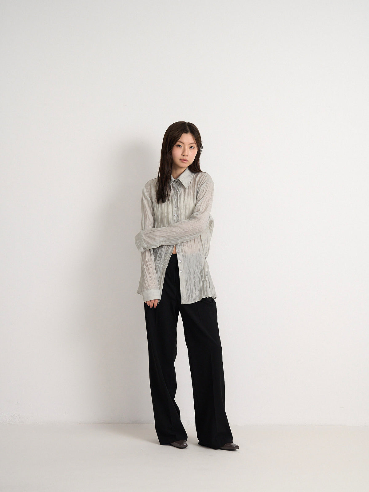 crinkle sheer shirt