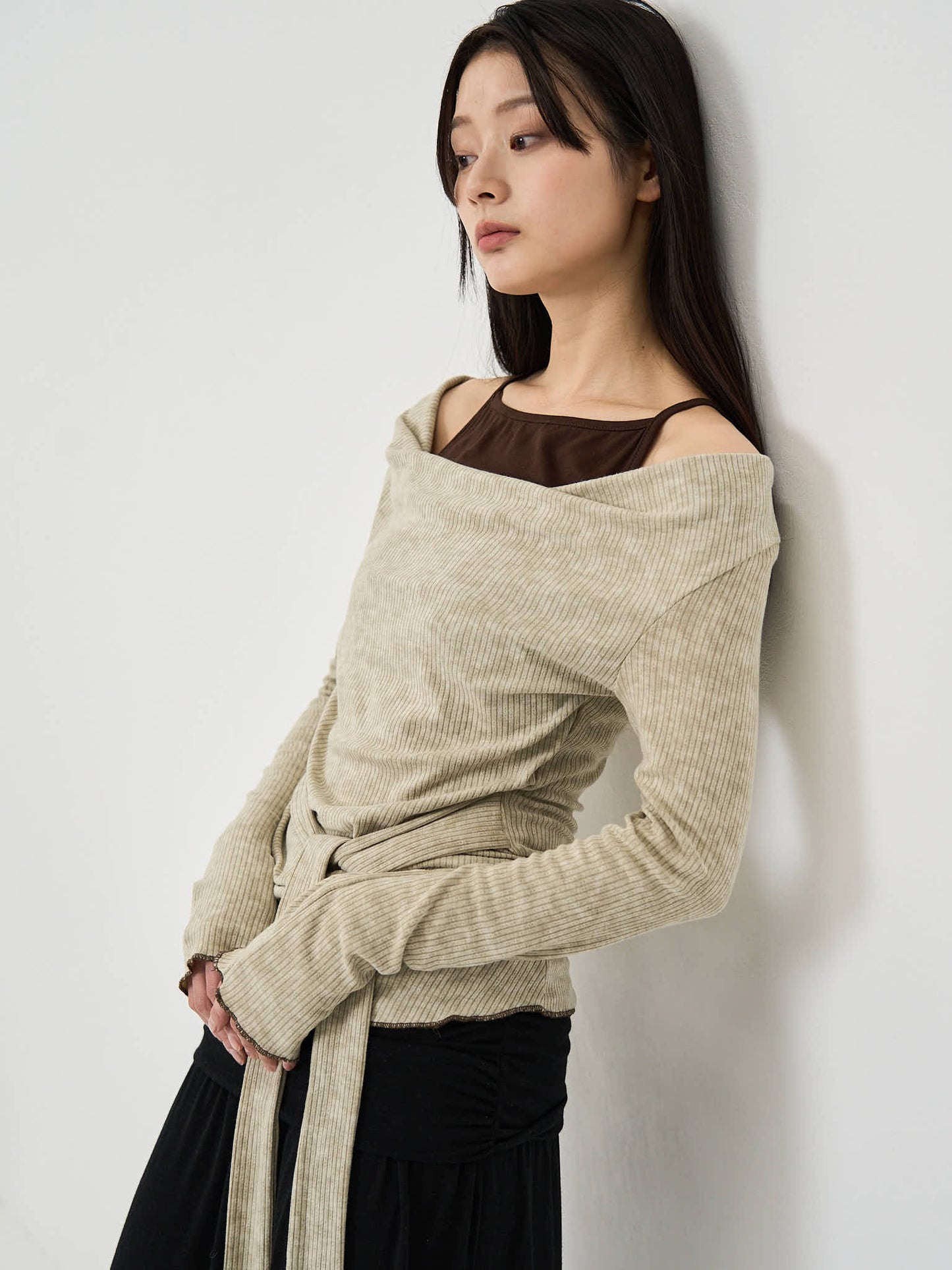 layered rib tie top