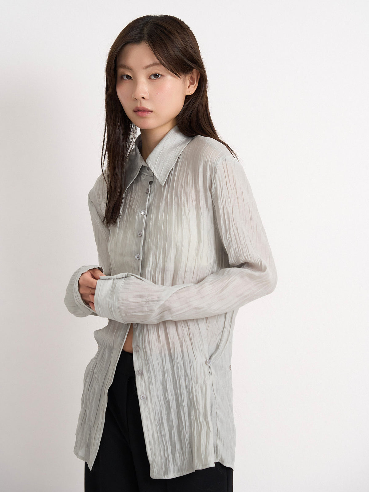crinkle sheer shirt