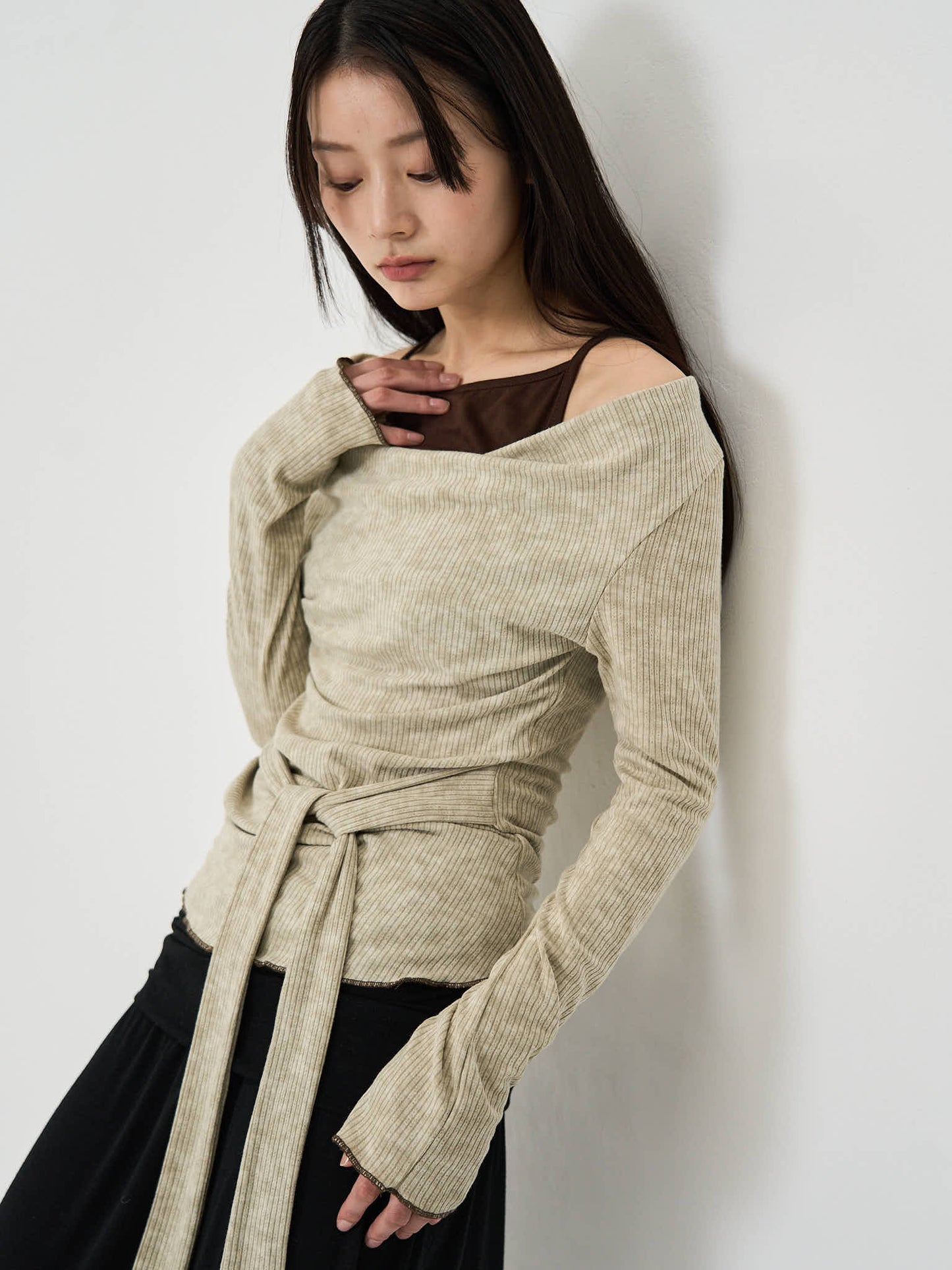layered rib tie top
