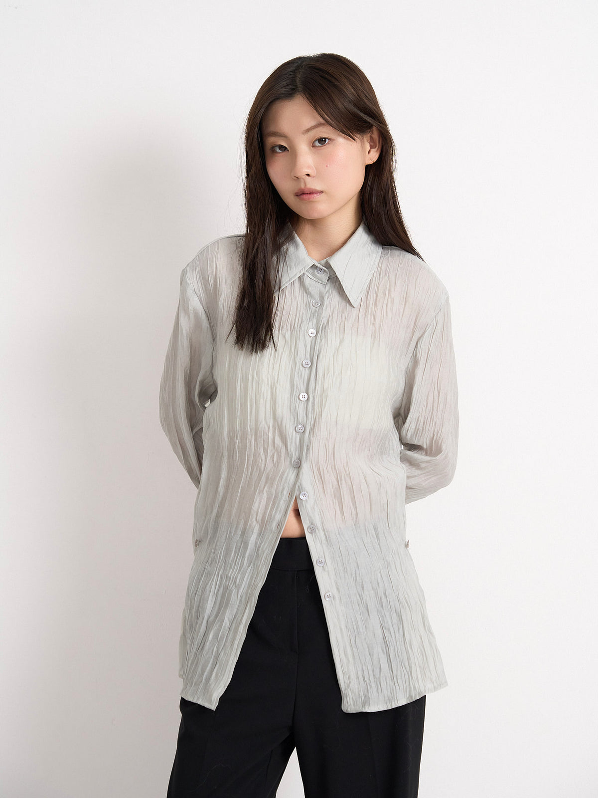 crinkle sheer shirt