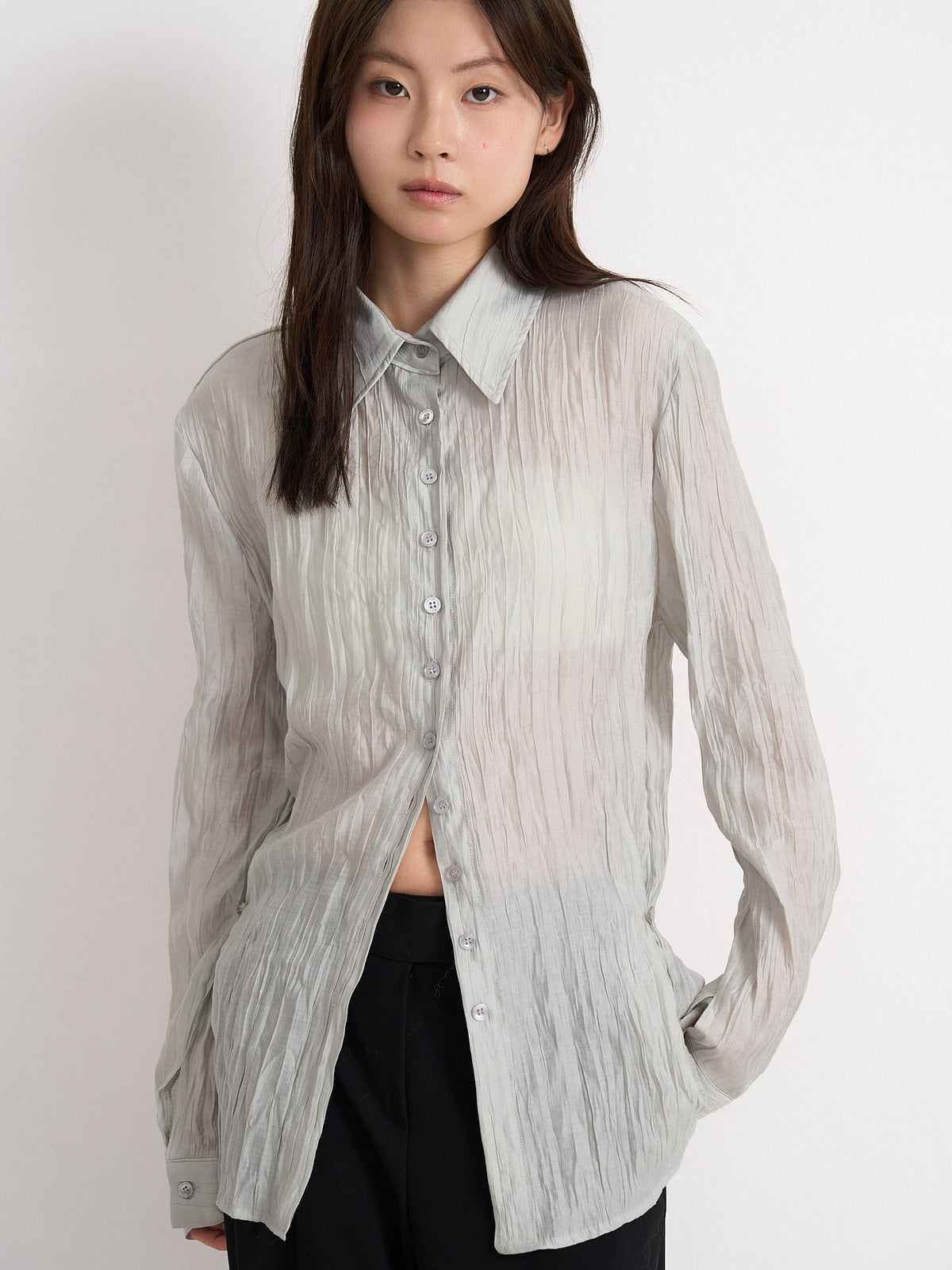 crinkle sheer shirt