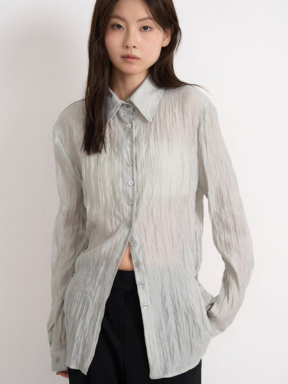 crinkle sheer shirt