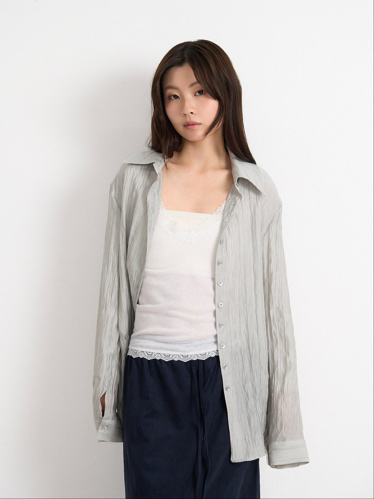 crinkle sheer shirt
