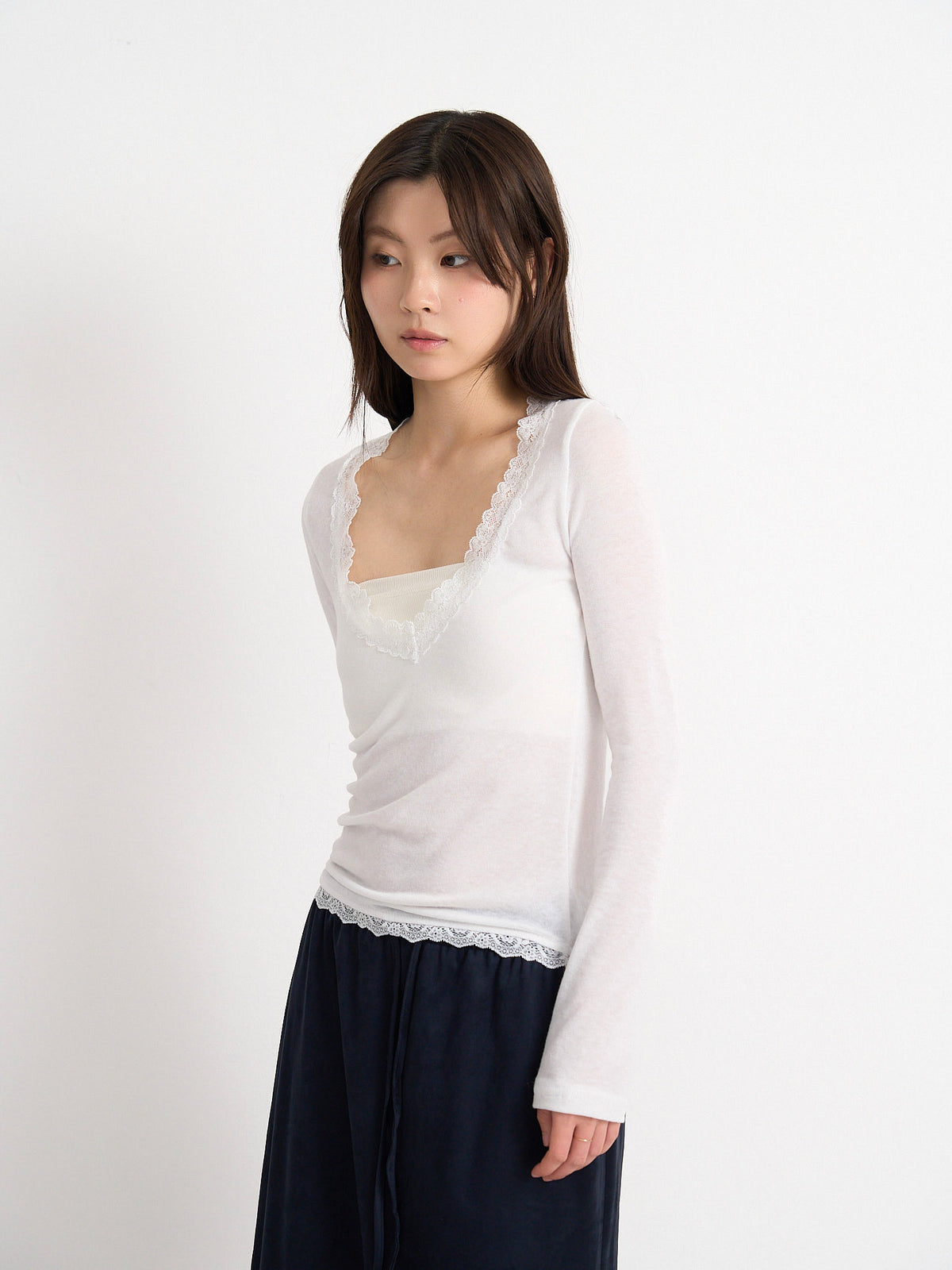 deep V lace top