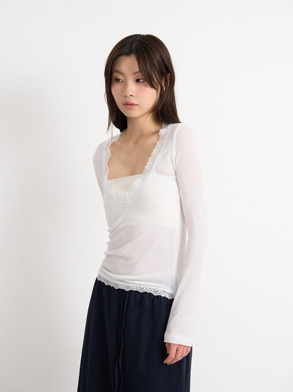deep V lace top