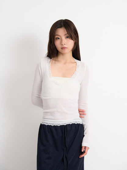 deep V lace top