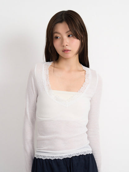 deep V lace top