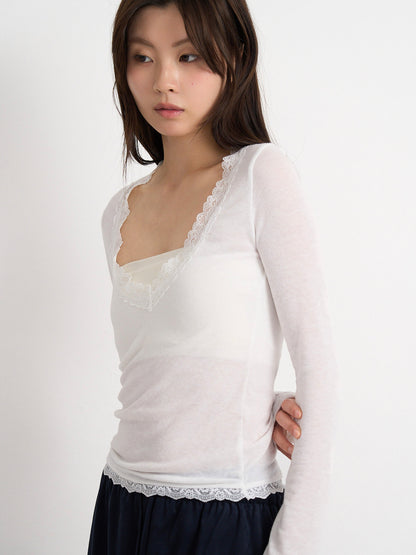 deep V lace top