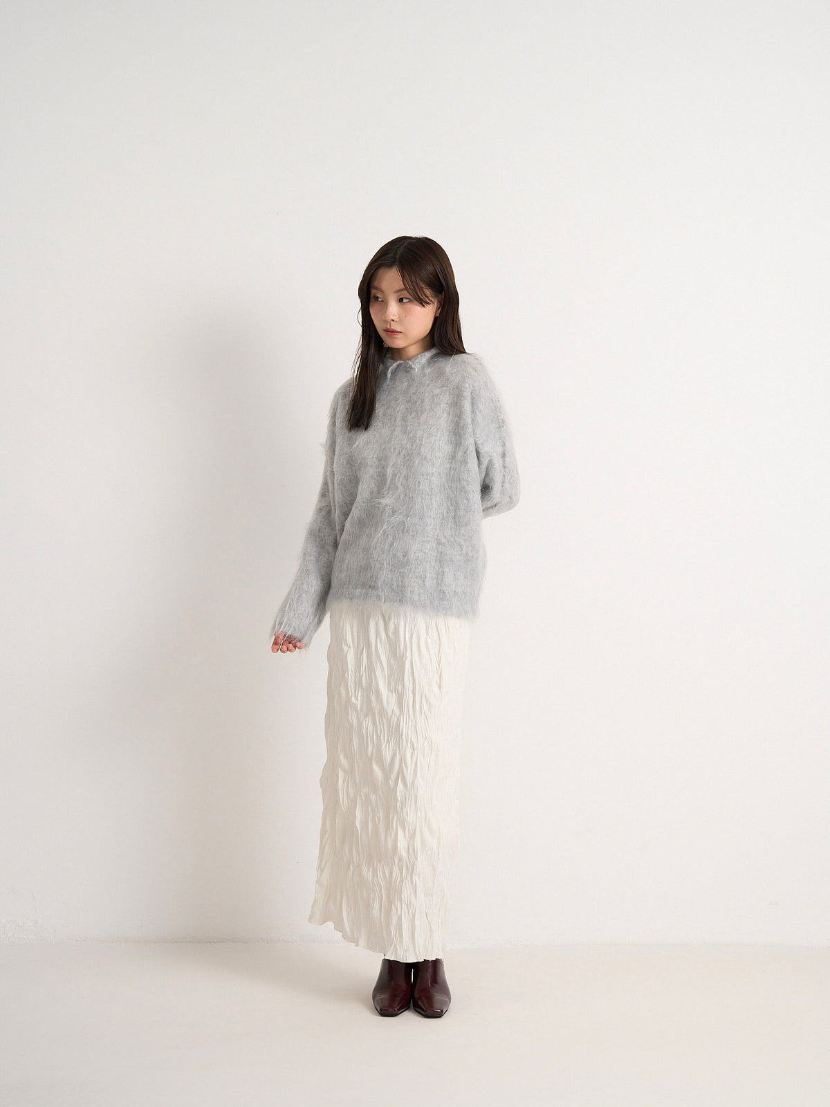 crinkle long skirt