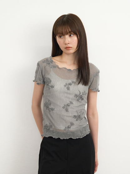 flower sheer tops
