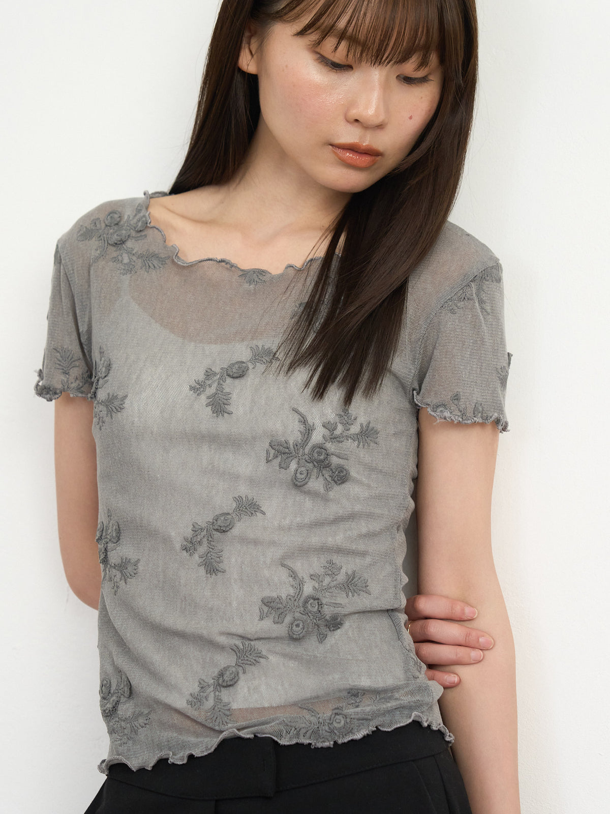 flower sheer tops
